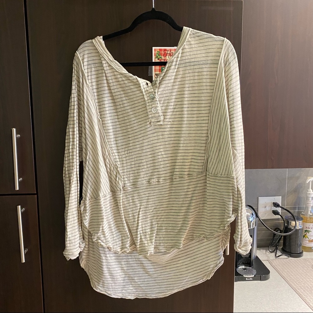 Oversized Striped long sleeve free people tee